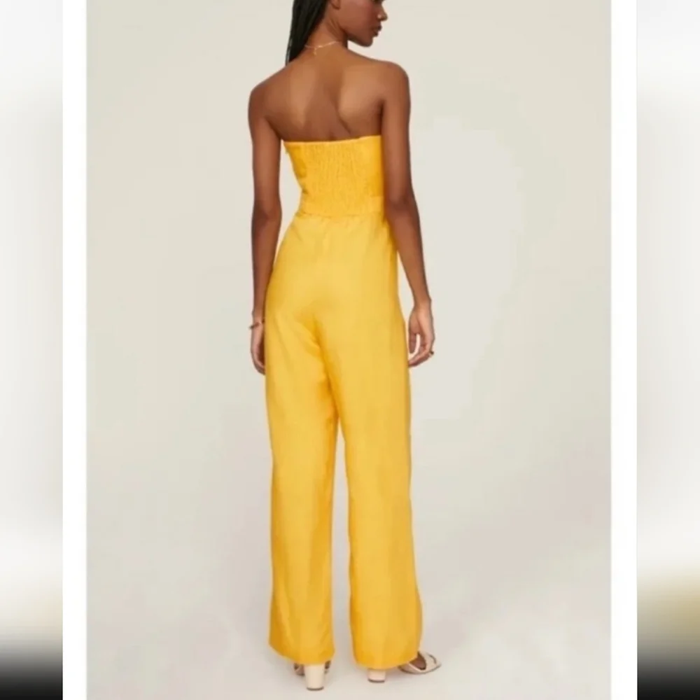 Derek Lam 100% Linen Yellow Jumpsuit